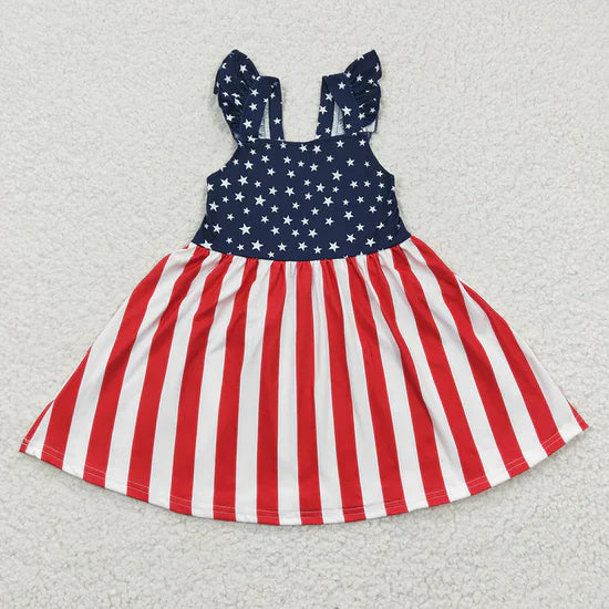Kids Girls July 4th Sleeveless Knee Length Dress