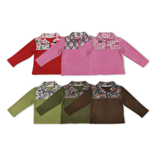 Kids Sibling Half Zipper long sleeve Warm pullover top