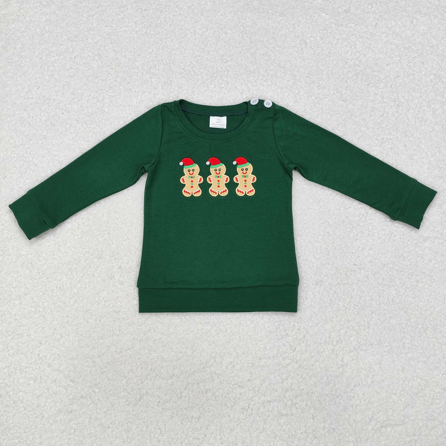 Baby Boys Christmas Gingerbread  Green Color Long Sleeve Top