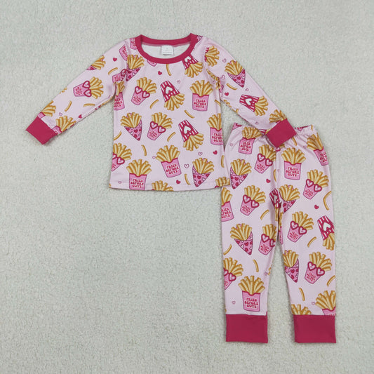 Kids Girls french fries long sleeve pajama set