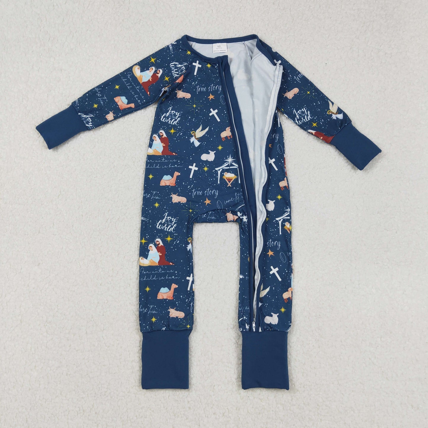 LR2504 Baby Bethlehem Long Sleeve Footied Romper With Zippy