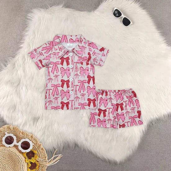Mommy and Me Pink Coquette Shorts Pajama Set