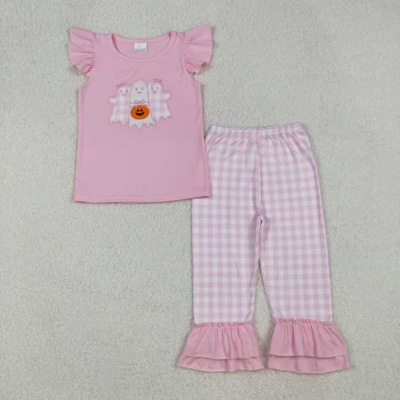 Sibling Baby Girls/Boys Ghost Pumpkin Applique Pants set /Romper For Halloween