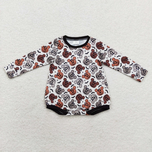 Baby Boys Halloween Pumpkin Long Sleeve Romper