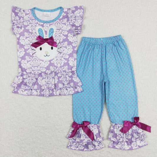 Kids Girls Embroidery Rabbit Outfit