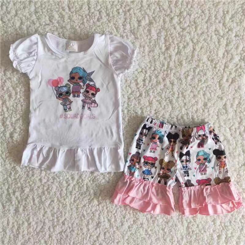 Promotion Girls Cartoon Summer Shorts Set