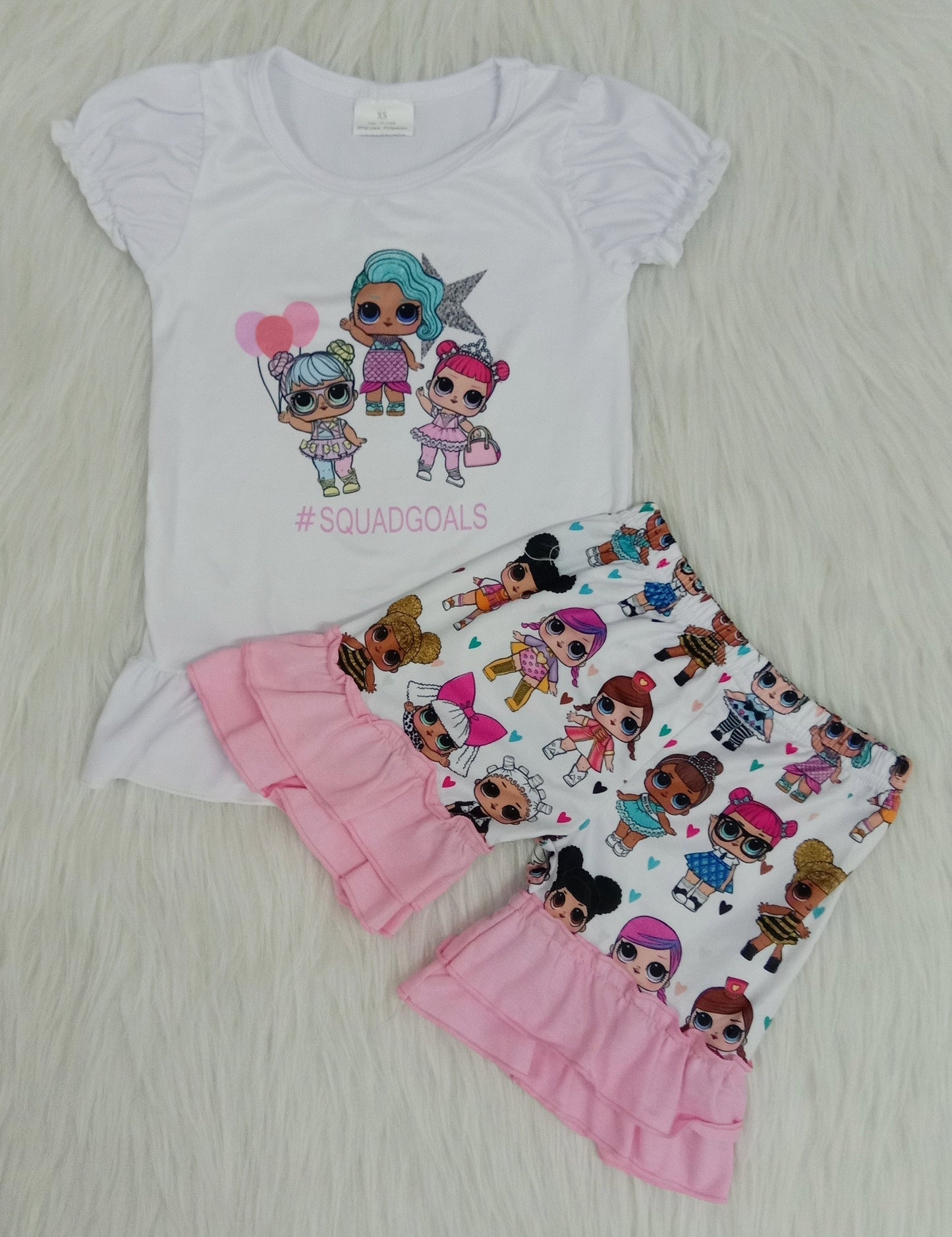 Promotion Girls Cartoon Summer Shorts Set