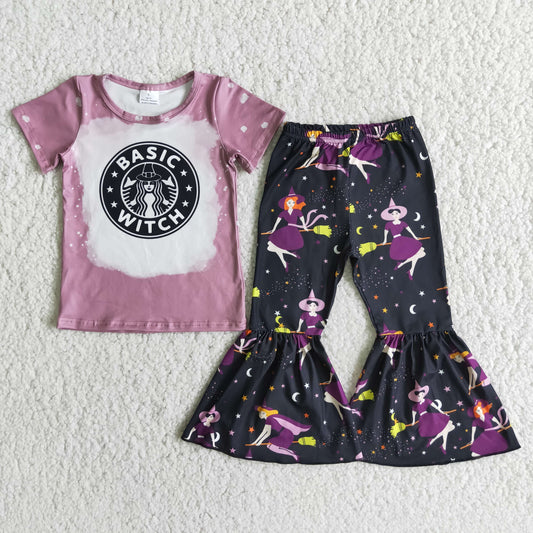 A1-2 Baby Girls  Basic Witch Bell Bottom Pants Outfit