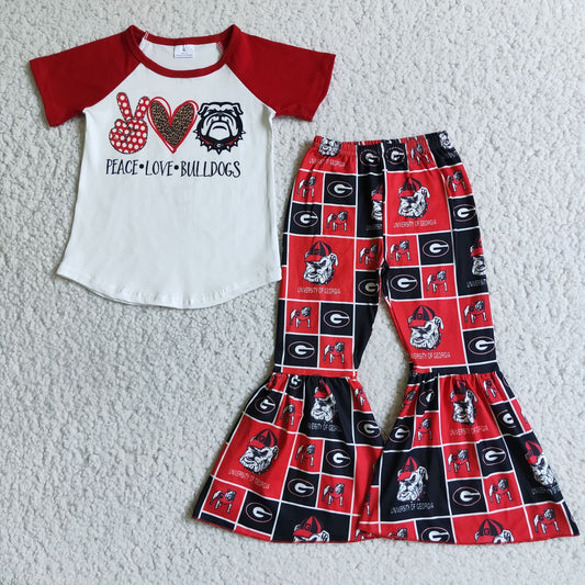 Baby Girls Sport Team Outfit  Peace Love Bulldogs