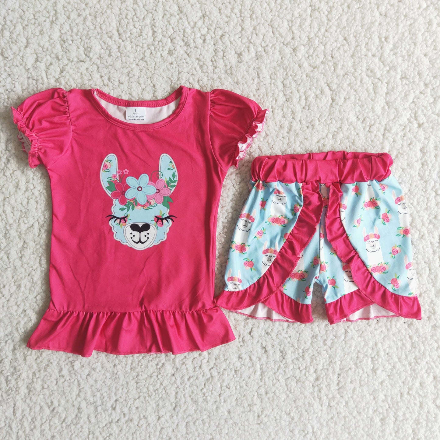 Llama Floral Hot Pink Set