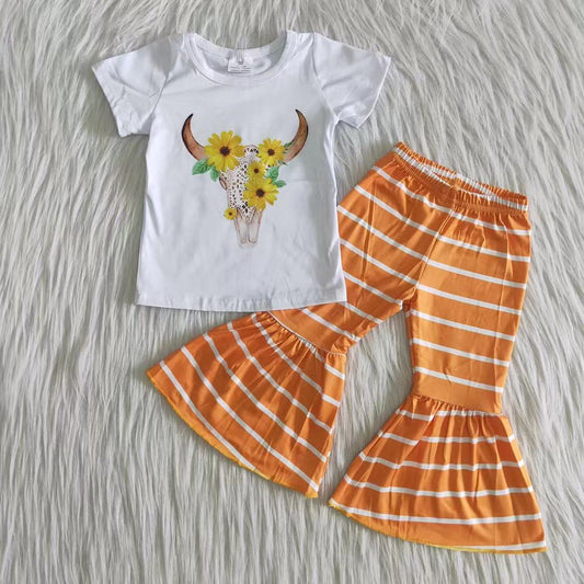 Sunflower Top Orange Striped Pants Set