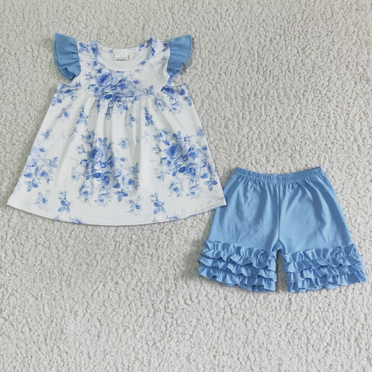 A14-9 Baby Girls Blue Floral Outfit On Sale