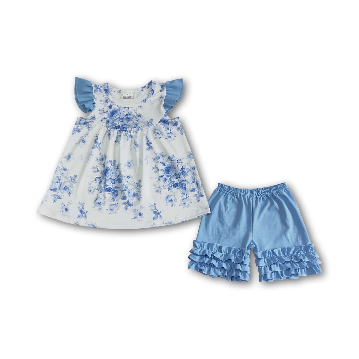 Kdis Girls Blue Floral Shorts Set On Sale