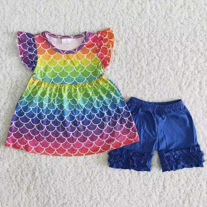 Baby Girls Colorful Scale Shorts Set