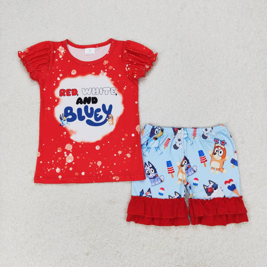 Baby Girls Red White & Blue USA July 4th Shorts Set