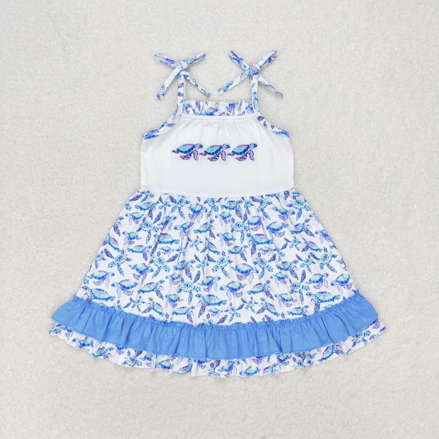 Summer Baby Girls Embroidery Sea Turtle Dress