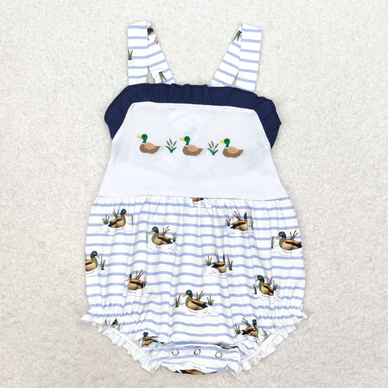 Baby Girls Ruffle Ducks Straps Rompers