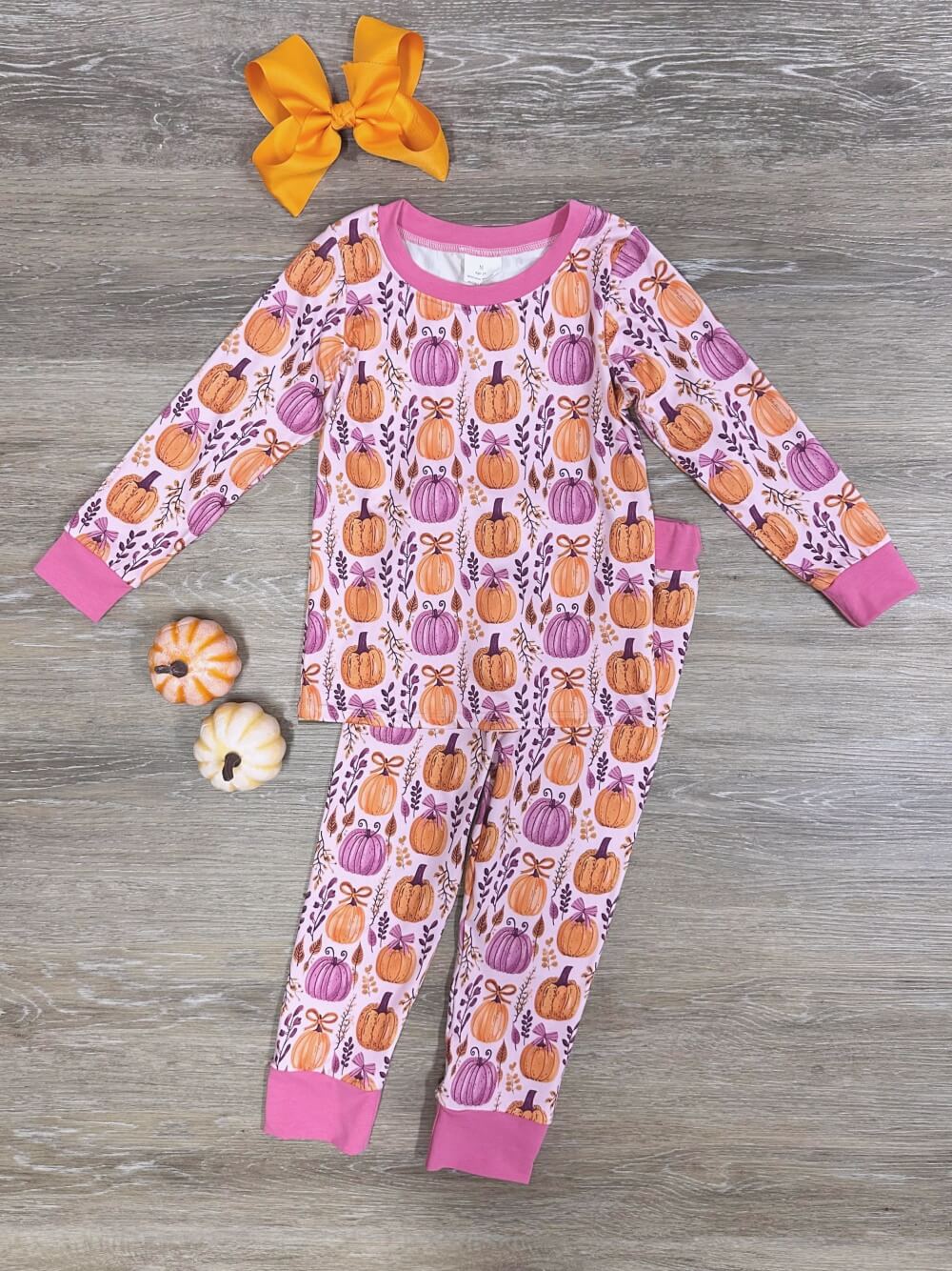 Baby Girls Pumpkin Long Sleeve Pajama Set