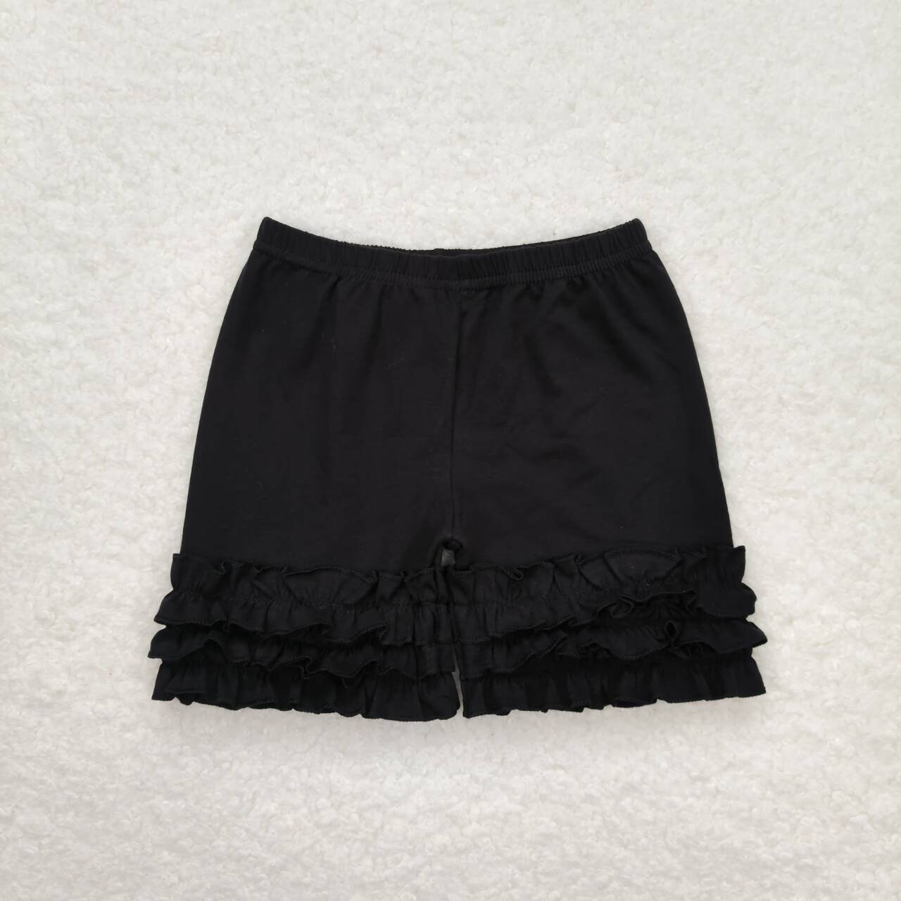 BLACK SOLID COLOR SOFT COTTON ICING SHORTS