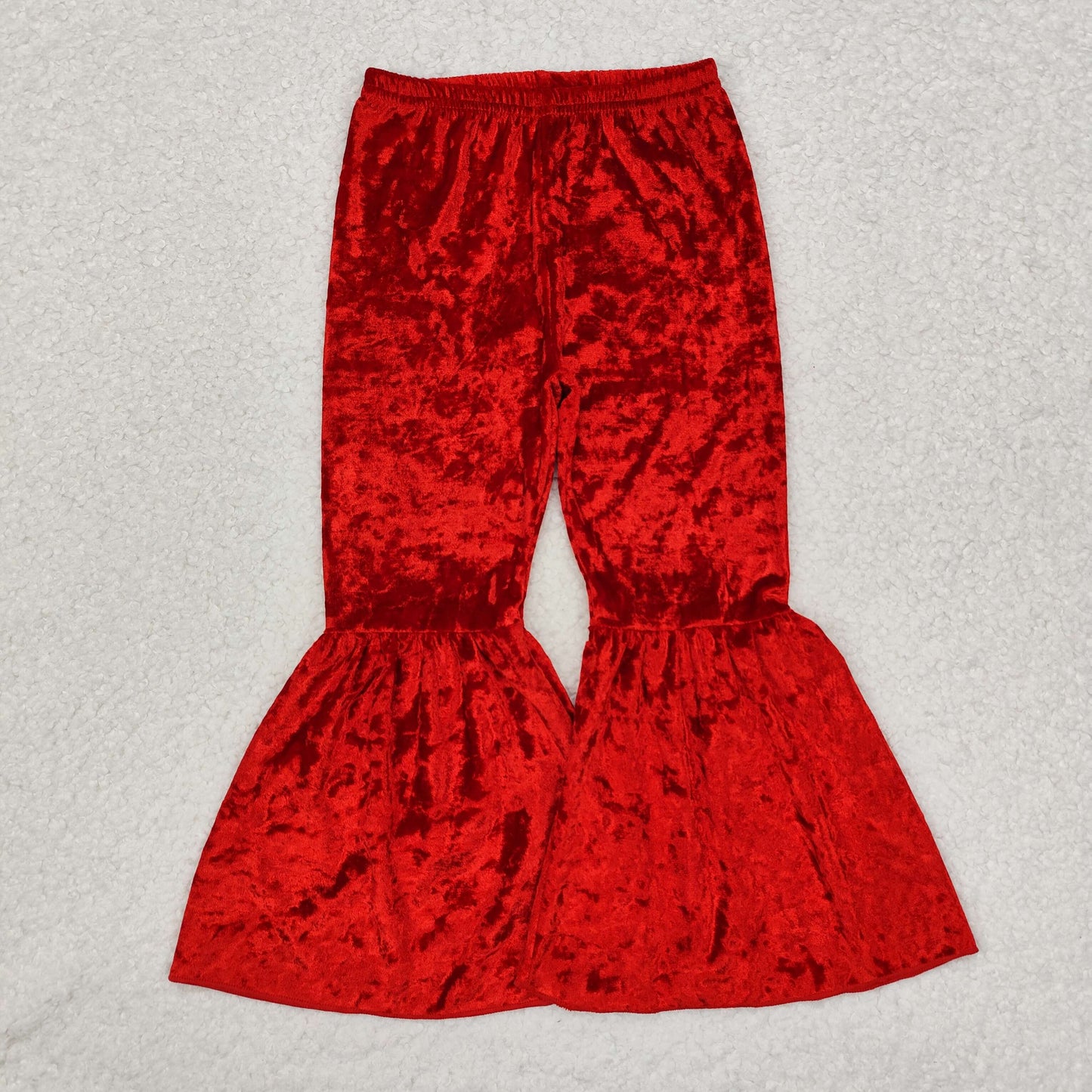 B3-11 Baby Girls Red Velvet Christmas  Bell Bottom Pants