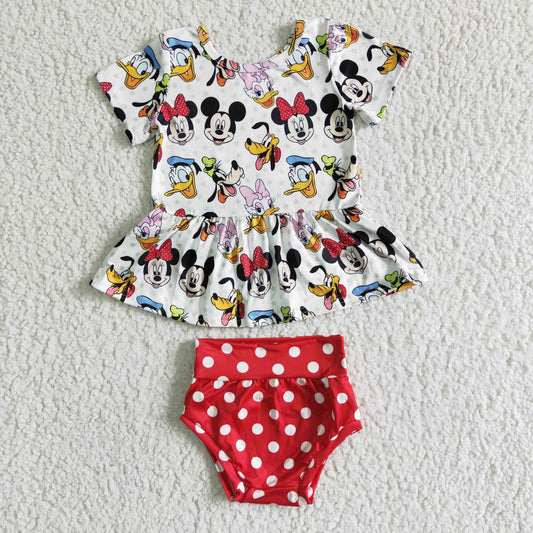 Summer Baby Girls Cartoon Mouse Bummie Set