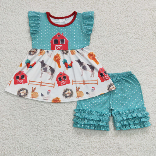 B7-2 Kids Girls Farm Summer Outfit