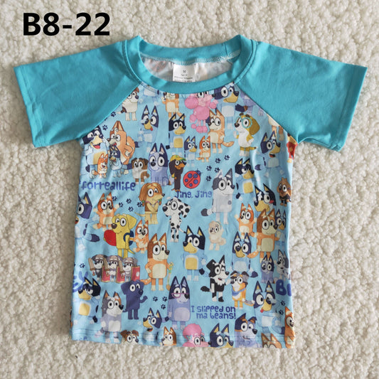 Boys Blue Cartoon Dog Shirt Top