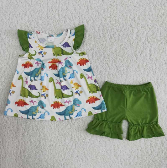 B9-2 Baby Girls Summer Dinosaur ShortsSet