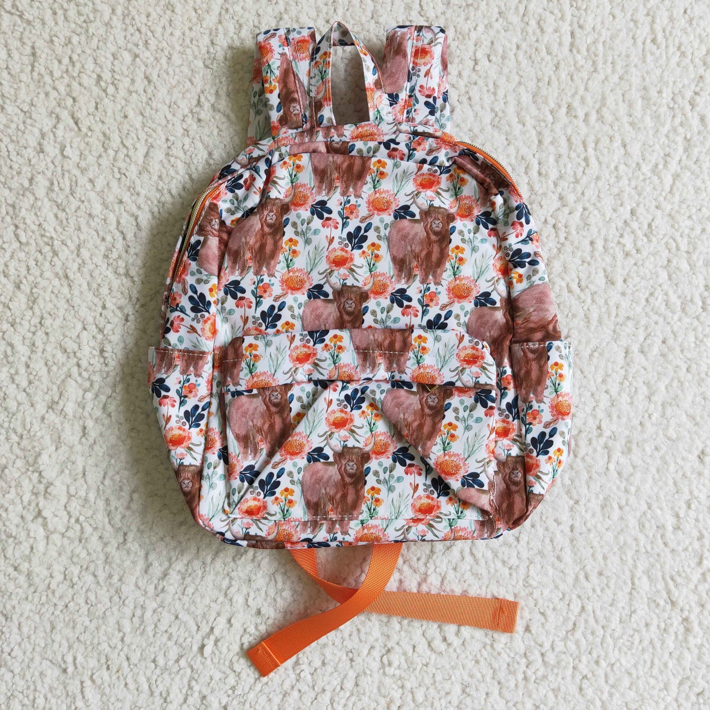 Orange Highland Cow Kids Bag