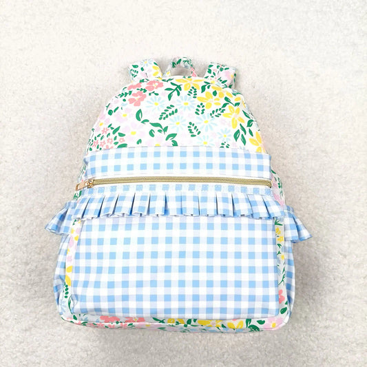 USA Shop Baby Children  Floral Blue Gingham Backpack Bag