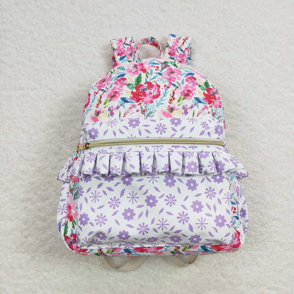 USA Shop Baby Girls Children Purple Small Flowers backpack Bag