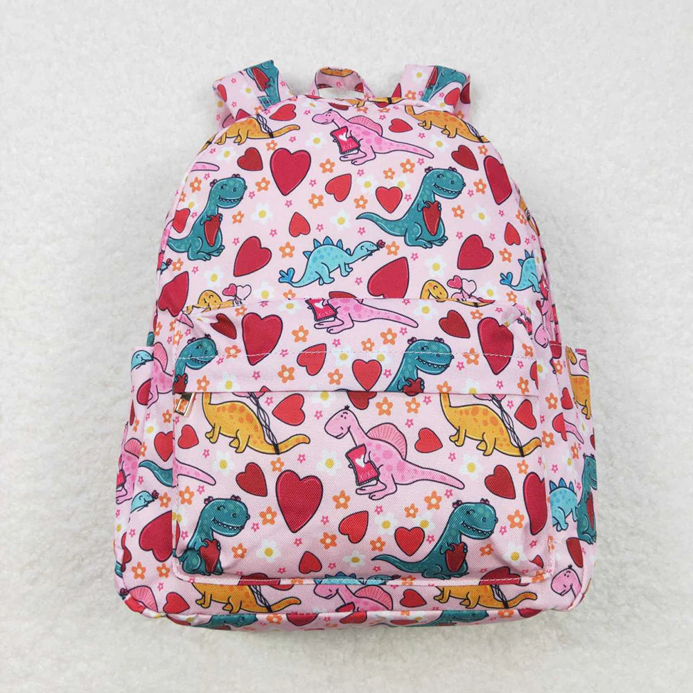 USA Shop Baby Children Pink Hearts Dinosaur Backpack Bag