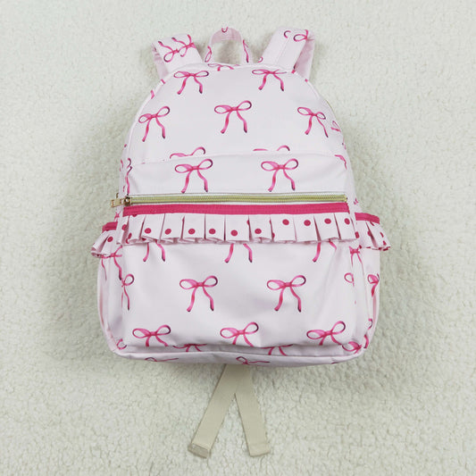 BA0233 Kids Girls Backpack Pink Bow Print School Bag