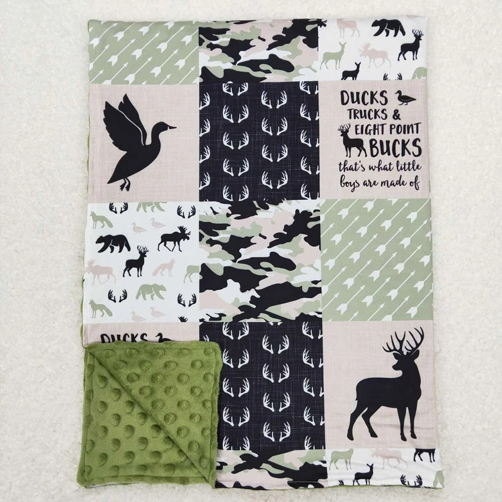 Sibling Baby Girls or Boys Hunting Season Camo Duck Deer Blanket