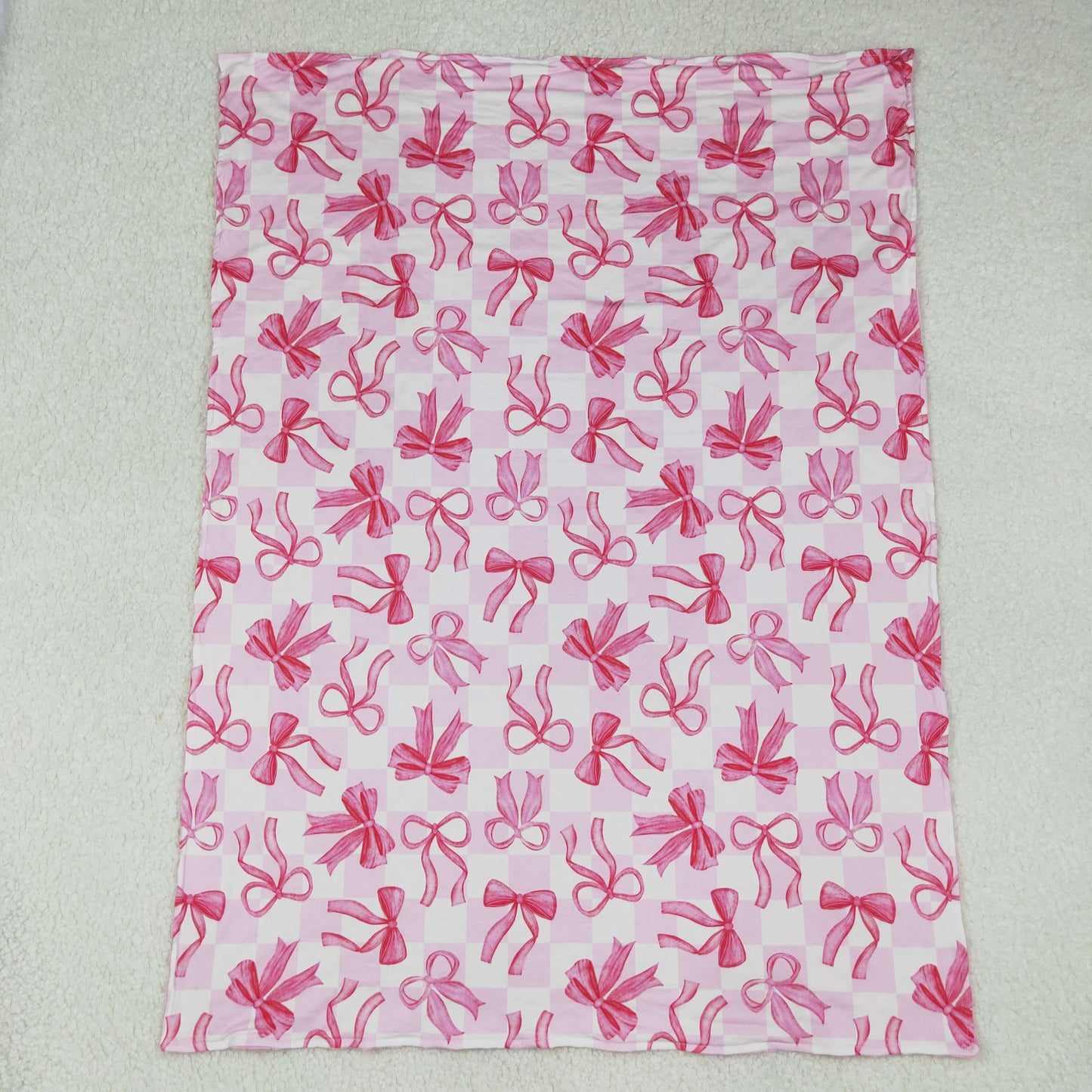 BL0206 Baby Girls Cute Pink Bows Blanket