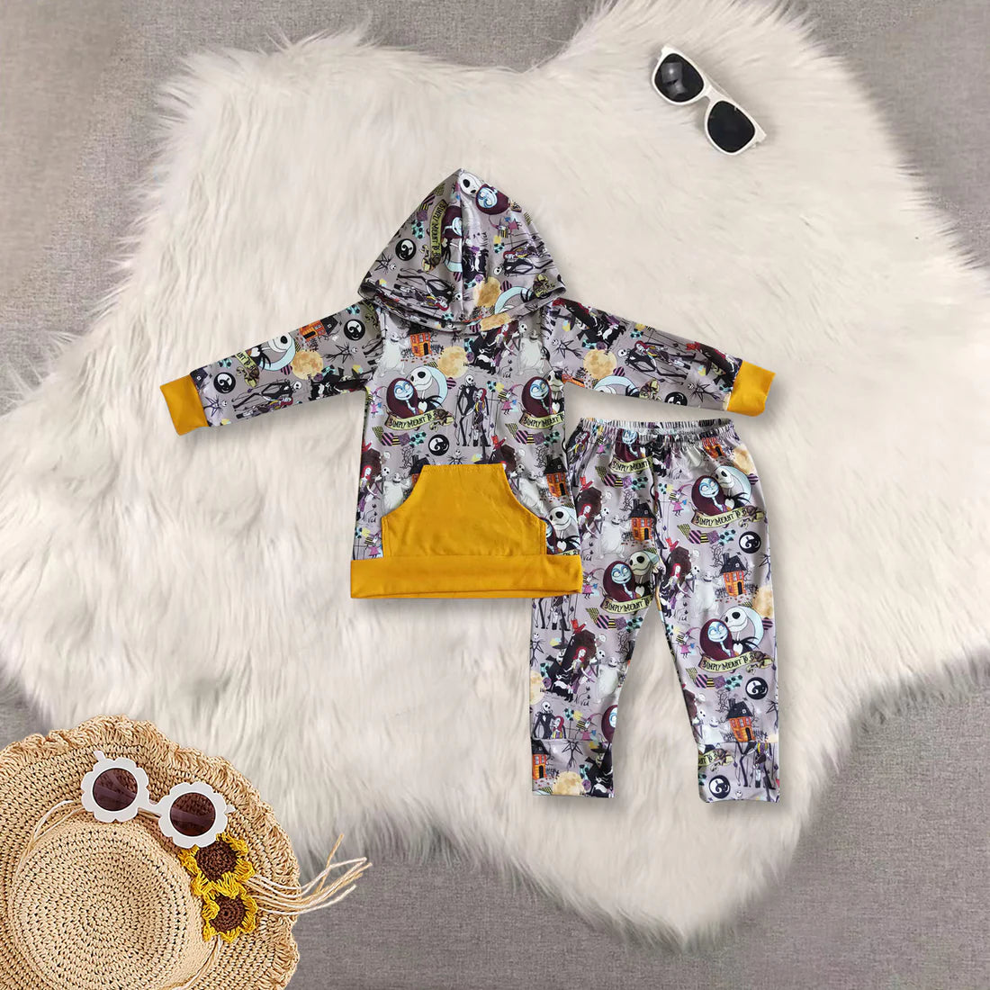 Sibling Baby Boys  Halloween Cartoon  Hoodie Top With Pants Outfit