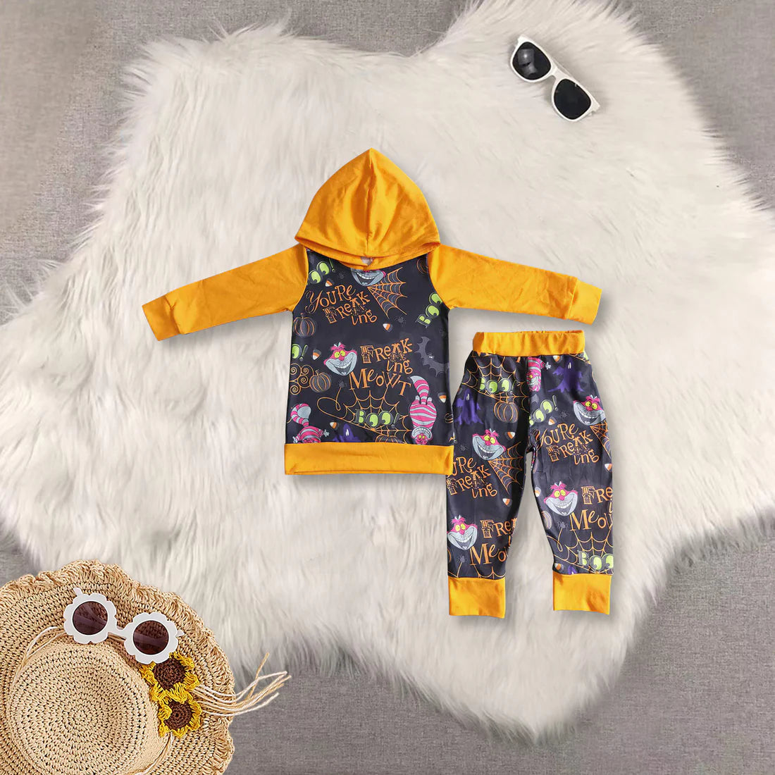 Sibling Baby Boys  Halloween Cartoon  Hoodie Top With Pants Outfit