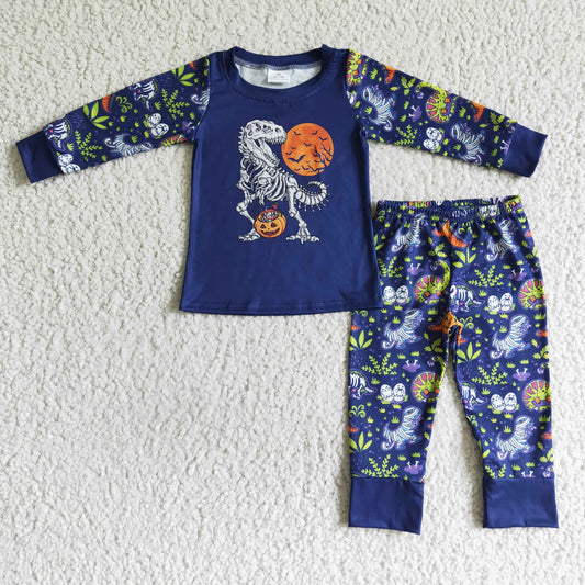 BLP0025 Kids Boys Halloween Dinosaur  Pajamas Set