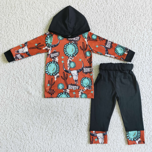 Baby Boys Western Hoodie Top Pants Outfit On Sale