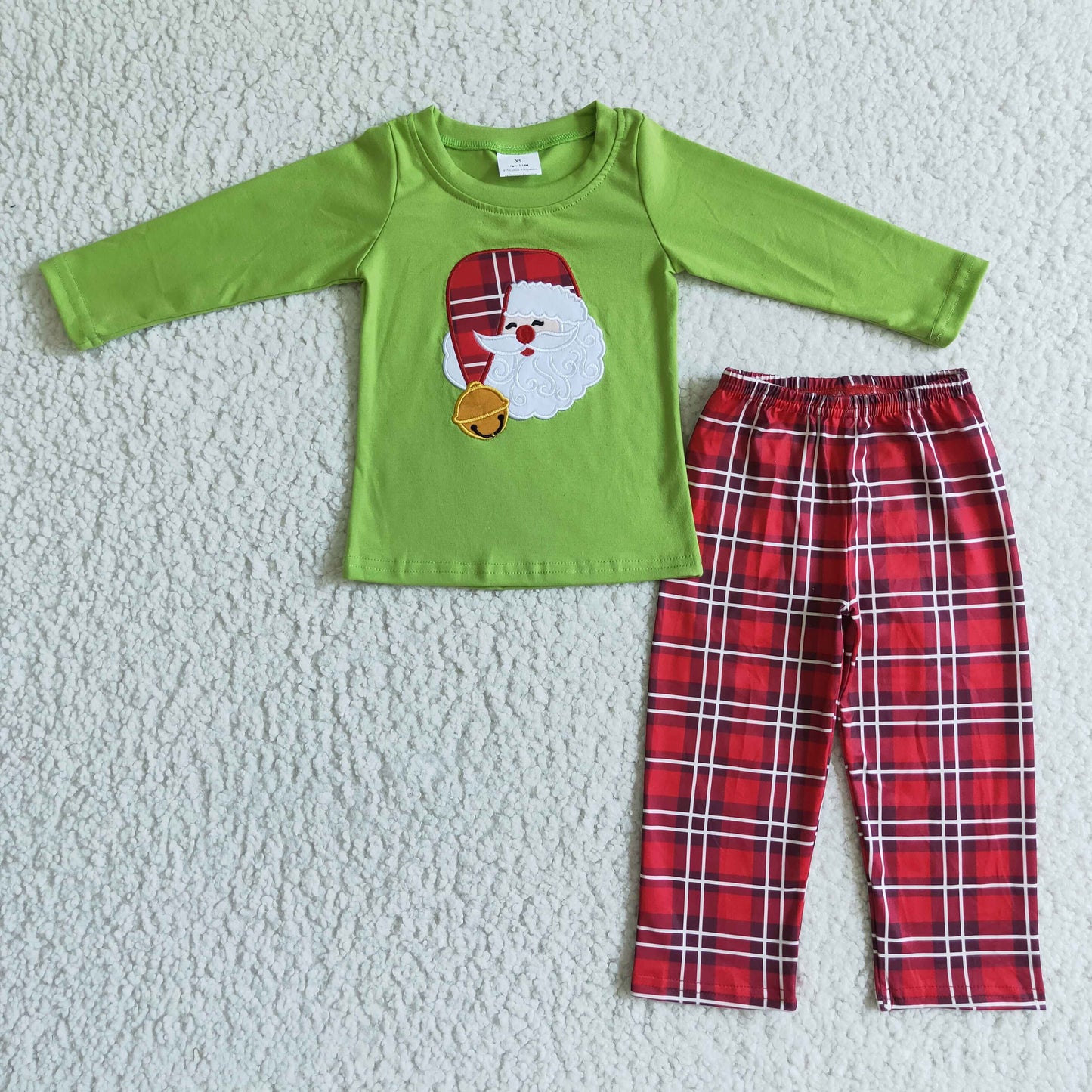 Sibling Toddler Embroidery Christmas Santa Top Pants Outfit
