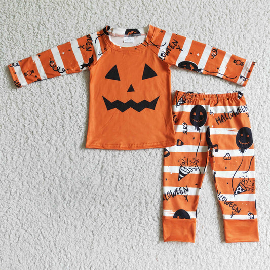 Boys Halloween Orange Pajamas Set