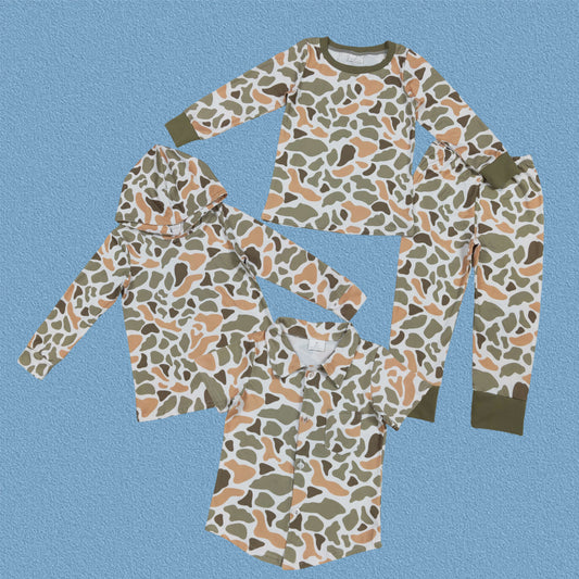 Sibling Baby Boys Green Camo Pajama Outift/Top