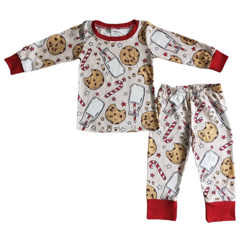 Sibling Baby Christmas Candy Cane Cookie Milk Pajamas and Dress