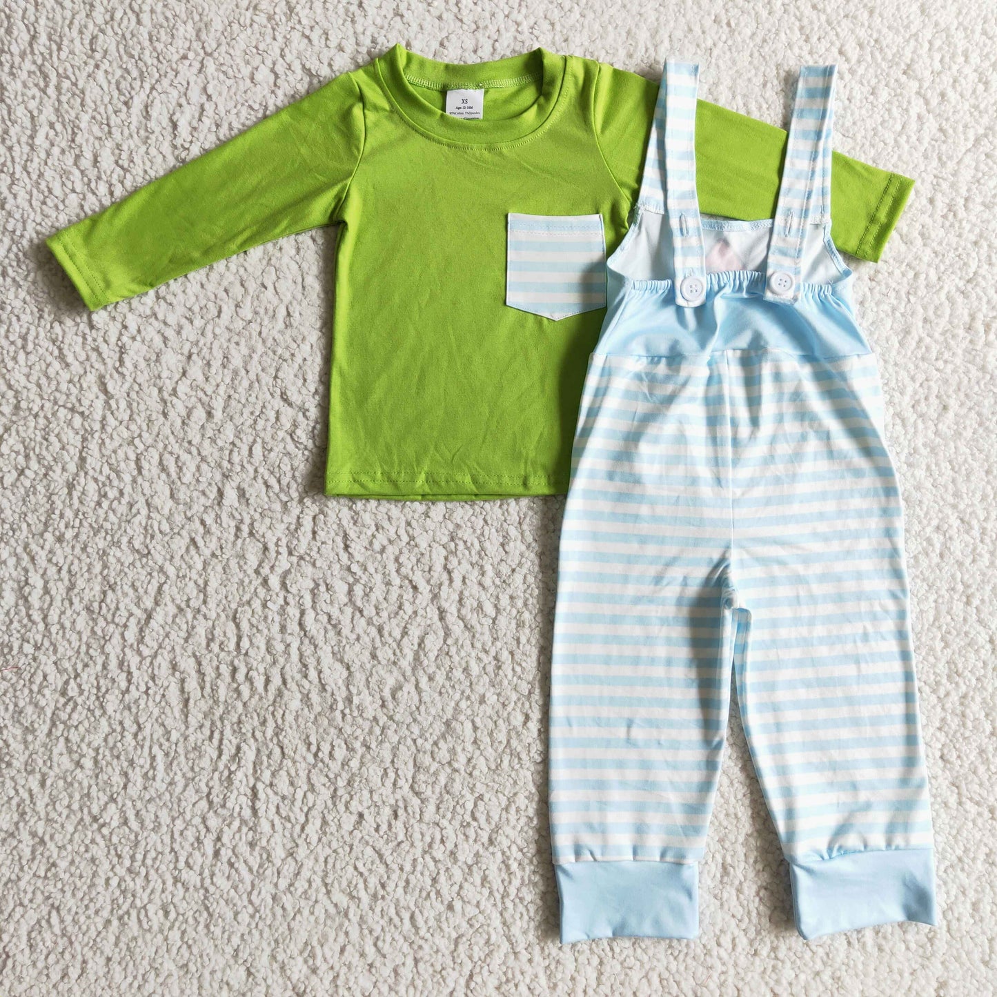 Baby Girls Christmas Outfit Cartoon Green Face Overall 2 Pcs Clothes sets