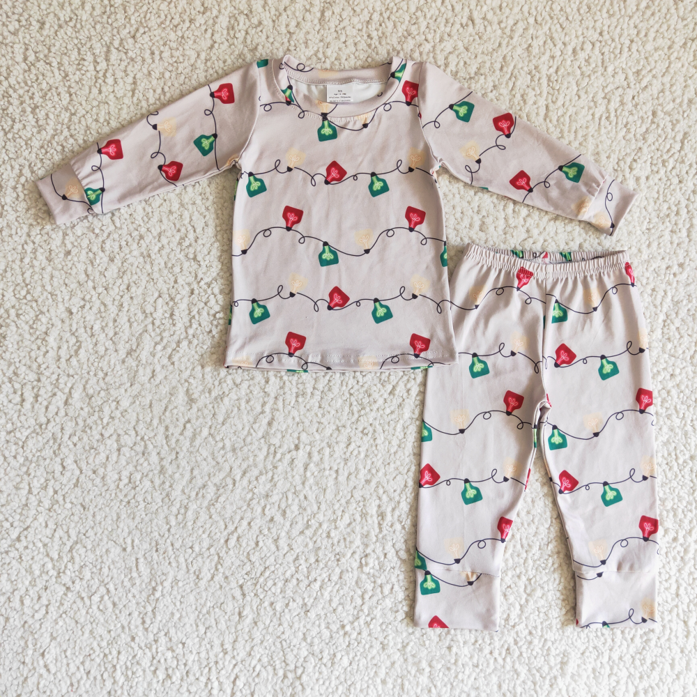 Sibling Girls Boys Christmas  Light Pajama Set and Romper