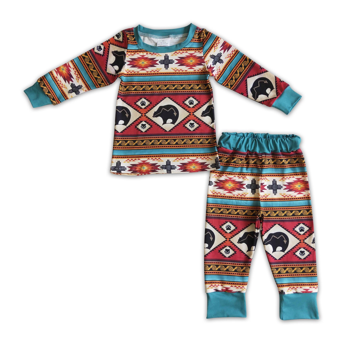 Baby Boys Aztec Bears Print Top Pants Pajamas Set