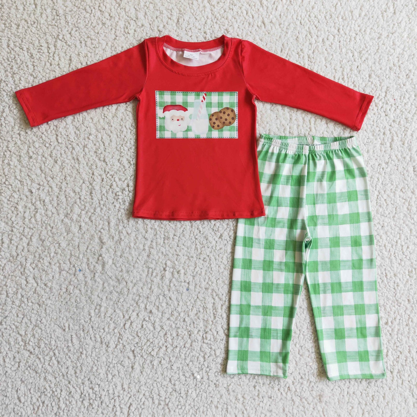 Baby boys Christmas santa milk plaid pants sets