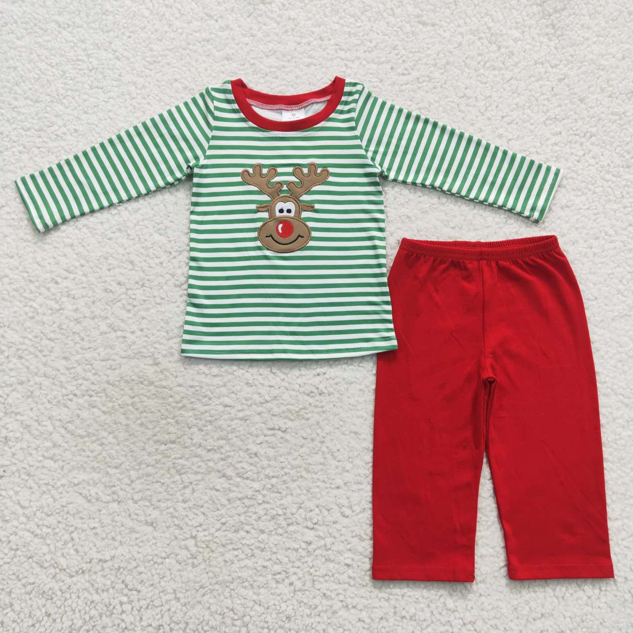 Baby Boys Girls  Sibling Christmas  Deer Green Striped Clothes