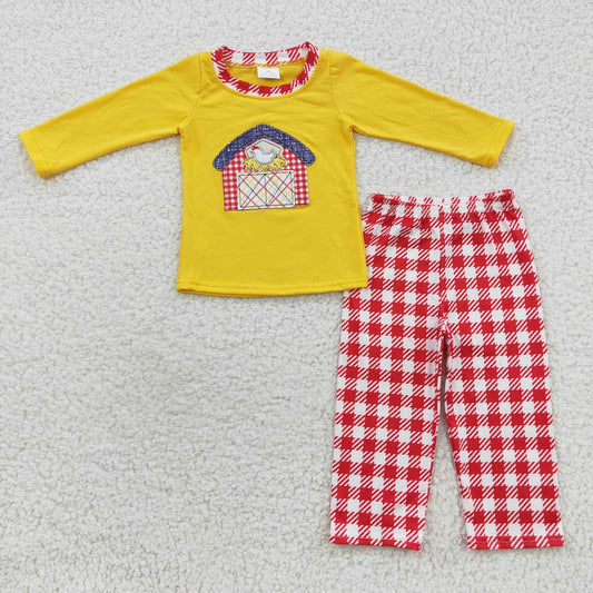 Baby Boys House Chicken Print Top Red Plaid Pant Promotion Set