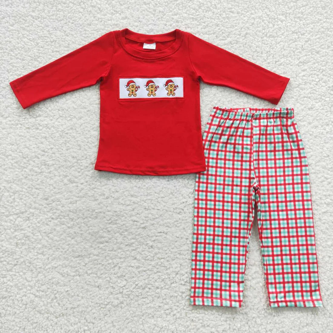 Sibling Baby  Embroiery  Gingerbread Top Pants Christmas Clothes
